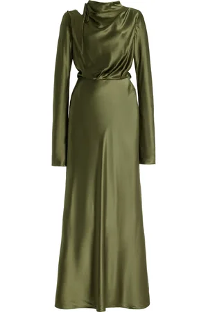 RACHEL GILBERT Lucien Draped Silk Maxi Dress