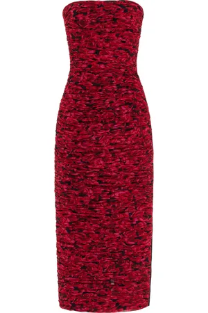 Carolina Herrera Ruched Strapless Crepe Midi Dress