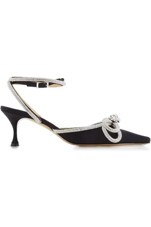 Mach & Mach Double Bow Crystal-Embellished Satin Pumps
