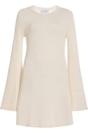 ANEMOS Bell-Sleeve Knit Linen Mini Dress