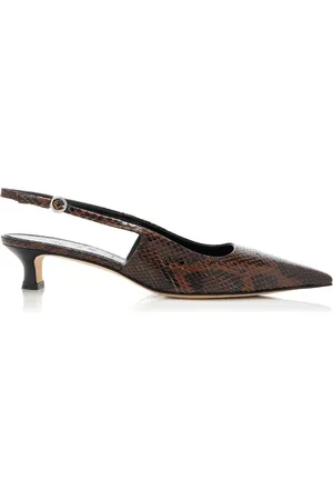 Aeyde Catrina Snake-Effect Leather Slingback Pumps