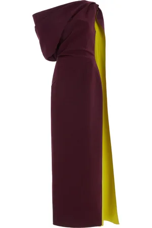 Roksanda Maite Cape-Detailed Asymmetric Bonded Crepe Maxi Dress