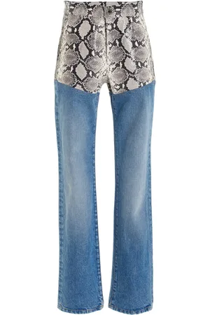 BRANDON MAXWELL The Wyatt Leather-Paneled Rigid High-Rise Straight-Leg Jeans