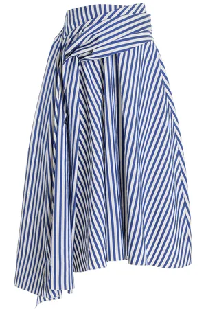 Rosie Assoulin Draped Striped Midi Skirt