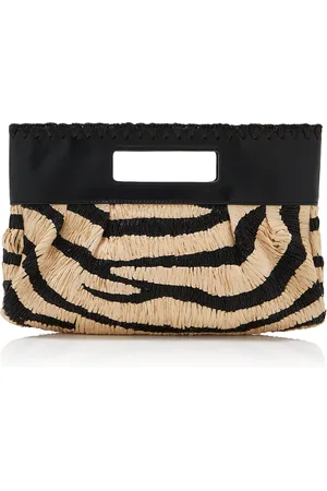 Staud Lena Zebra Raffia Clutch