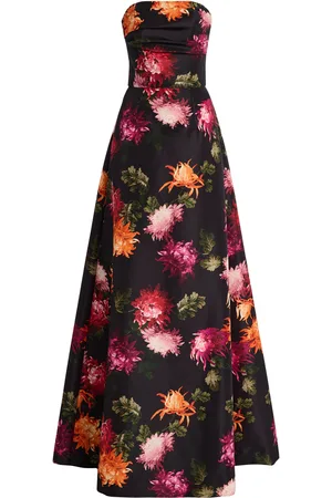 Carolina Herrera Strapless Floral-Printed Gown