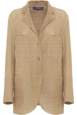 Ralph Lauren Lydia Open-Knit Leather Blazer