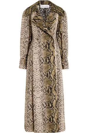Oscar de la Renta Snake-Effect Cotton Trench Coat