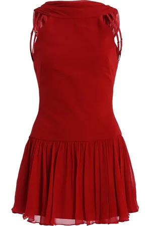 Mirror Palais Double-Cowl Silk-Chiffon Micro Dress