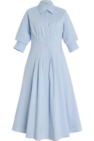 Simkhai Jazz Pintucked Cotton-Blend Midi Shirt Dress