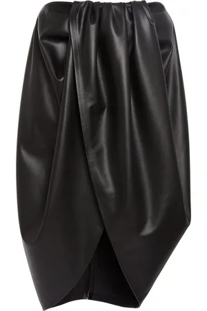 Stella McCartney Draped Altermat Vegan Leather Midi Skirt