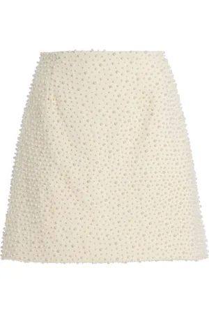 Carolina Herrera Embellished Bi-Stretch Wool Tailoring Mini Skirt