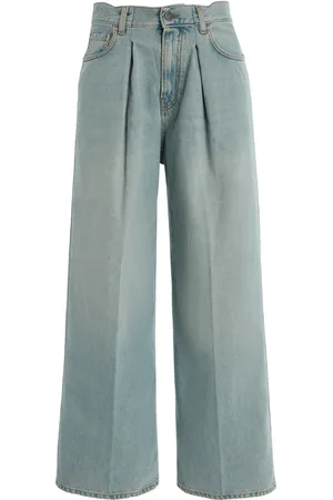 haikure Candy Pleated Stretch Low-Rise Wide-Leg Jeans