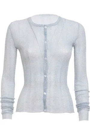 Des Phemmes Ribbed-Knit Lurex Cardigan