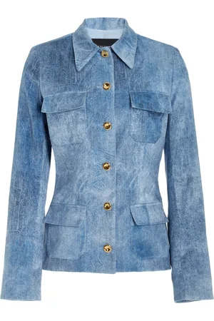 BRANDON MAXWELL The Gage Tailored Velvet Denim Jacket