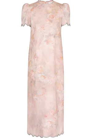 ZIMMERMANN Exclusive Scalloped Linen Midi Dress