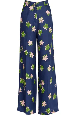 Silvia Tcherassi Emine Printed Linen Wide-Leg Pants