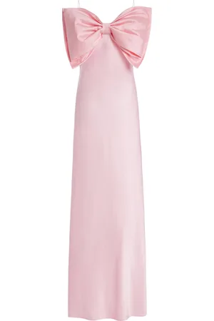 Anna October Exclusive Bow-Detailed Satin Maxi Slip Dress