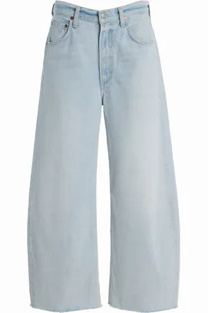 AGOLDE Low Curve Fray Rigid Mid-Rise Barrel-Leg Jeans