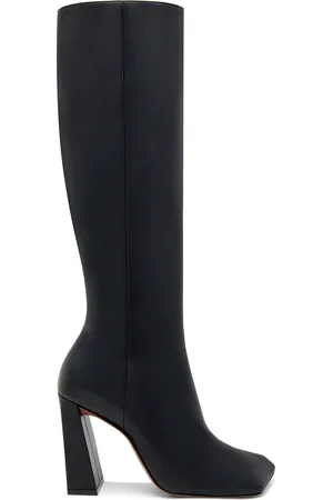 Amina Muaddi Marine Leather Knee Boots