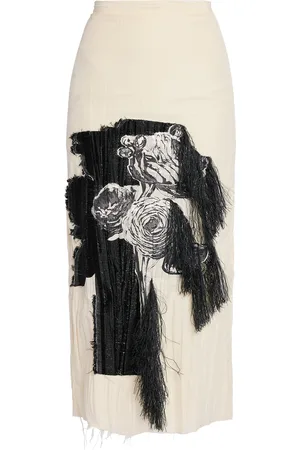 Erdem Printed Cotton-Blend Pencil Midi Skirt