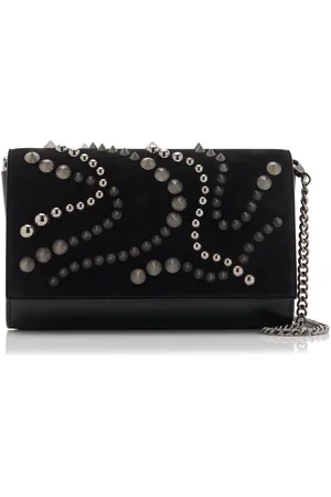 Christian Louboutin Paloma Spike-Embellished Suede; Leather Clutch