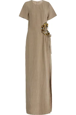 Diotima Seaford Embellished Linen Maxi Dress