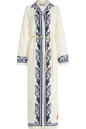 ALÉMAIS Marine Linen Midi Shirt Dress