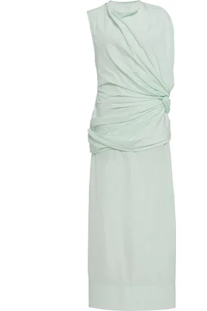 Jil Sander Gathered Taffeta Midi Dress