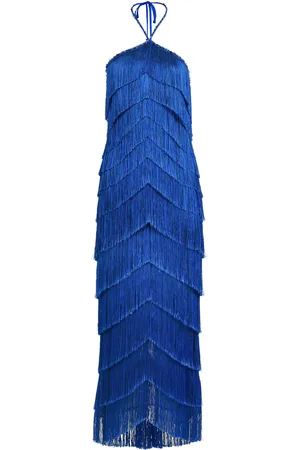 Francesca Miranda Estrella Fringed Silk-Blend Maxi Halter Dress