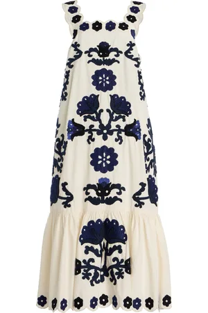 SEA Catrine Embroidered Cotton Midi Dress