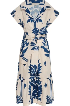 Andres Otalora Shareer Belted Linen Midi Dress
