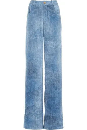BRANDON MAXWELL The Reid Velvet Denim Straight-Leg Pants