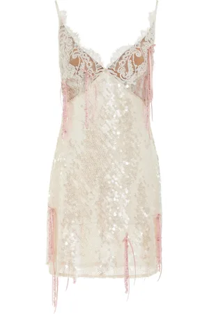 Wiederhoeft Lace-Trimmed Sequined Mini Dress
