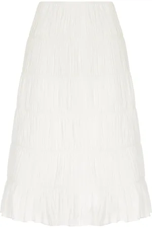 More Noir Venetia Ruched Cotton-Silk Voile Midi Skirt