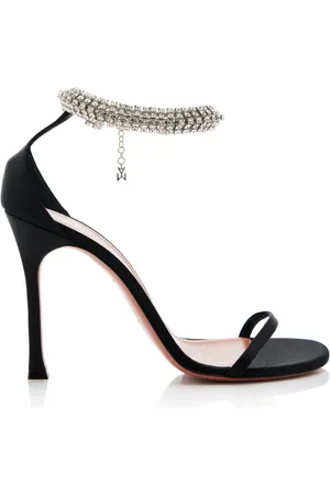 Amina Muaddi Iman Crystal-Embellished Satin Sandals