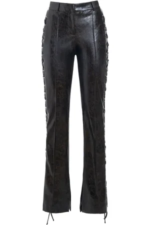 Des Phemmes Lace-Up Vegan Leather Flared Pants