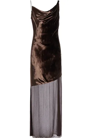 Staud Beaton Velvet-Chiffon Maxi Dress