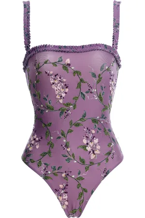 Agua by Agua Bendita Limon Floral Linen One-Piece Bathing Suit