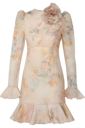 ZIMMERMANN Crush Flower-Detailed Linen-Silk Mini Dress