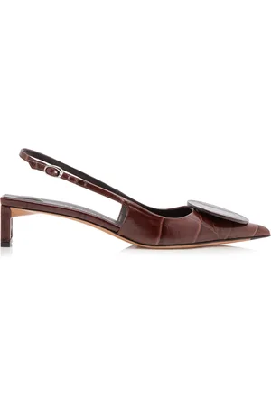 Jacquemus Duelo Embellished Croc-Effect Leather Slingback Pumps