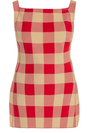 High Exclusive Asher Gingham Cotton-Blend Knit Apron Top