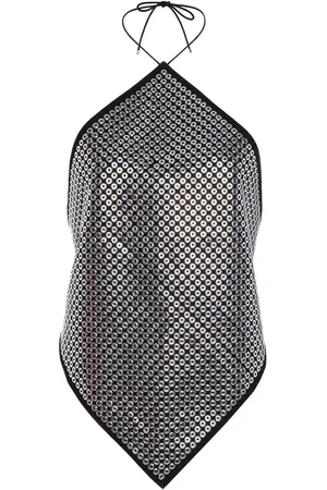 Ludovic De Saint Sernin Square Eyelet-Embellished Denim Top