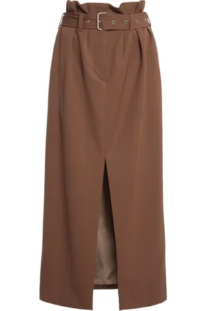 DRIES VAN NOTEN Pleated Wool-Gabardine Midi Skirt