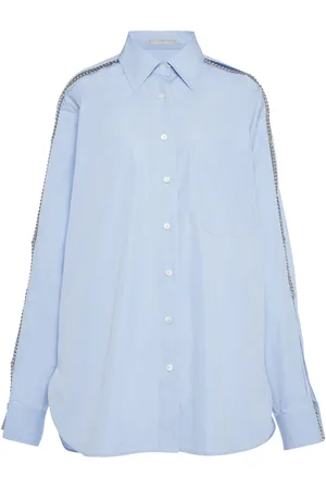 Stella McCartney Falabella Chain-Embellished Cutout Cotton Shirt