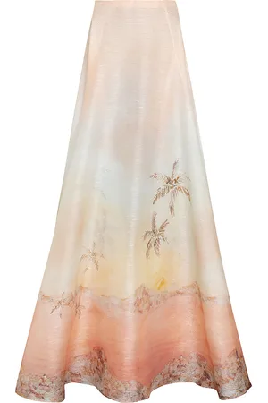 ZIMMERMANN Illuminate Printed Linen-Silk Maxi Skirt