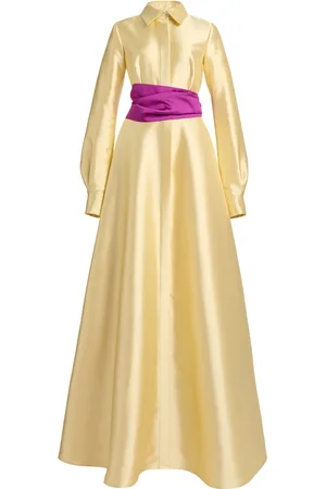 GRETA CONSTANTINE Xolani + Simon Silk-Wool Belted Gown