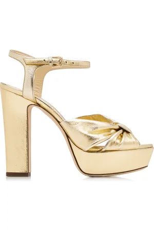 Jimmy Choo Heloise Metallic Leather Platform Sandals