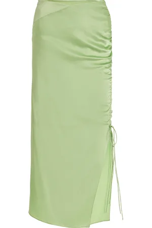 Alejandra Alonso Rojas Ruched Satin Midi Skirt