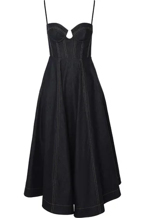 ZIMMERMANN Crush Denim Corset Midi Dress